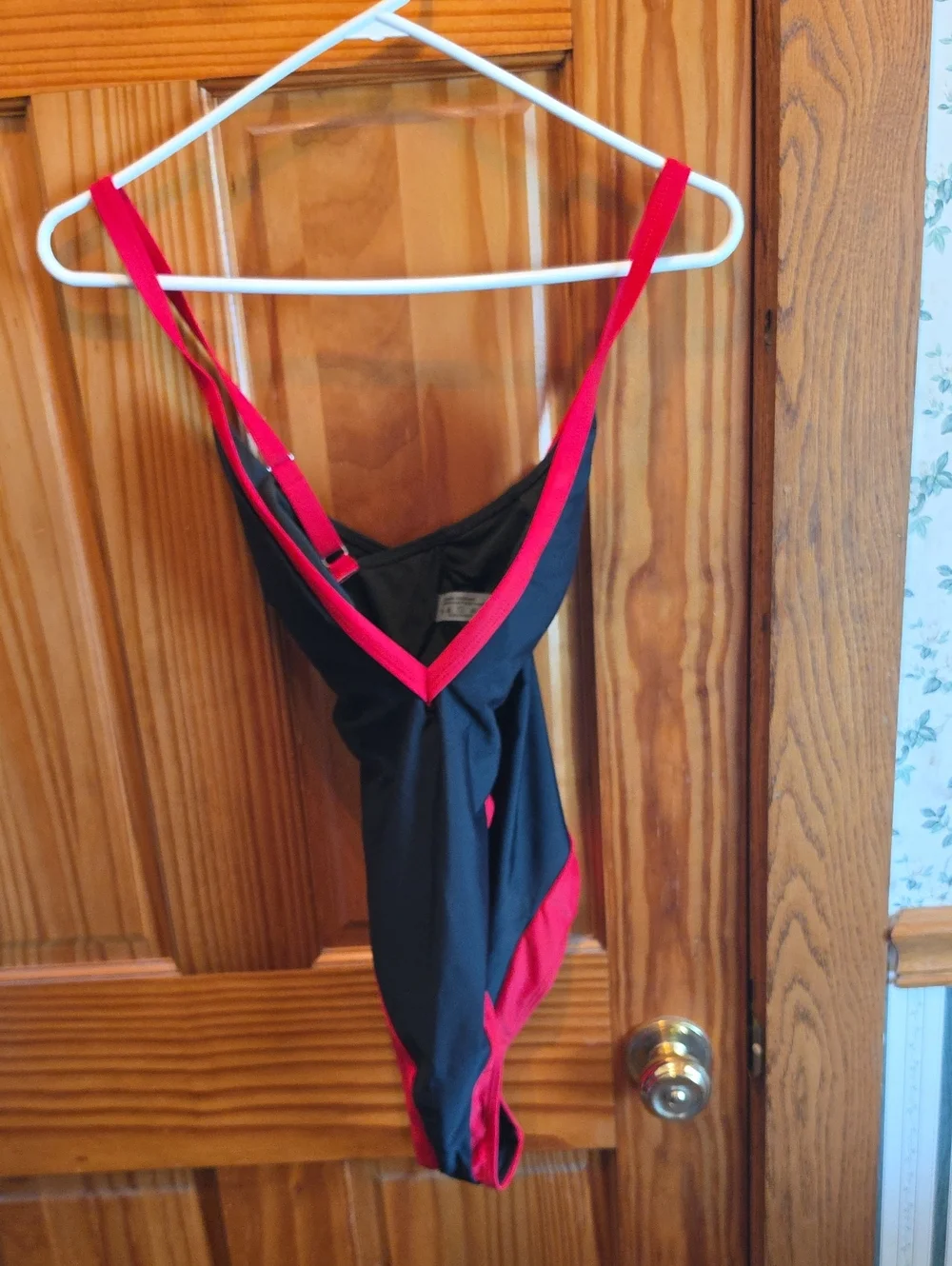 Unbranded Black One-Piece Swimsuit with Red Trim